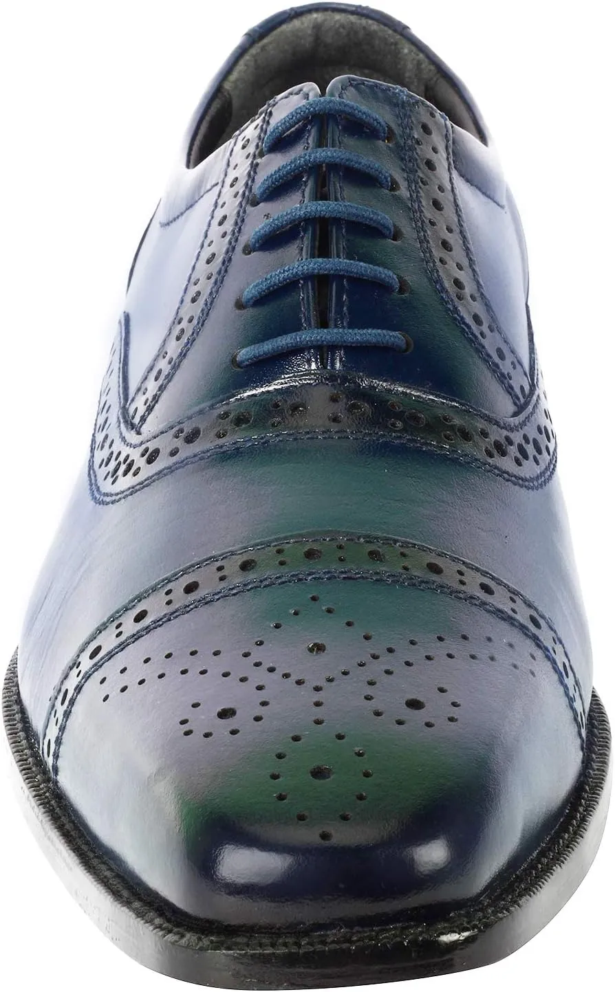LIBERTYZENO Mens Wingtip Brogue Genuine Leather Adults Lace Up Oxford Dress Shoes for Easter Gift