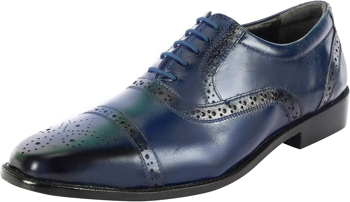 LIBERTYZENO Mens Wingtip Brogue Genuine Leather Adults Lace Up Oxford Dress Shoes for Easter Gift