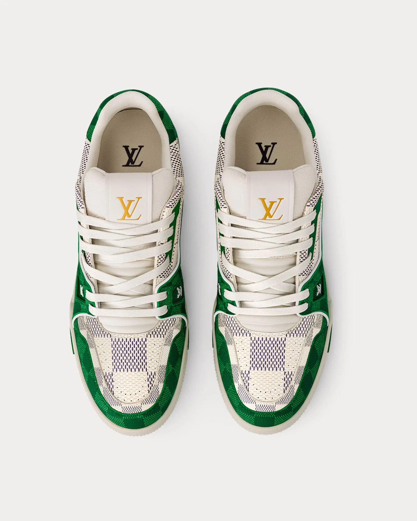 LV Trainers Damier Grained Calf Leather Green Low Top Sneakers