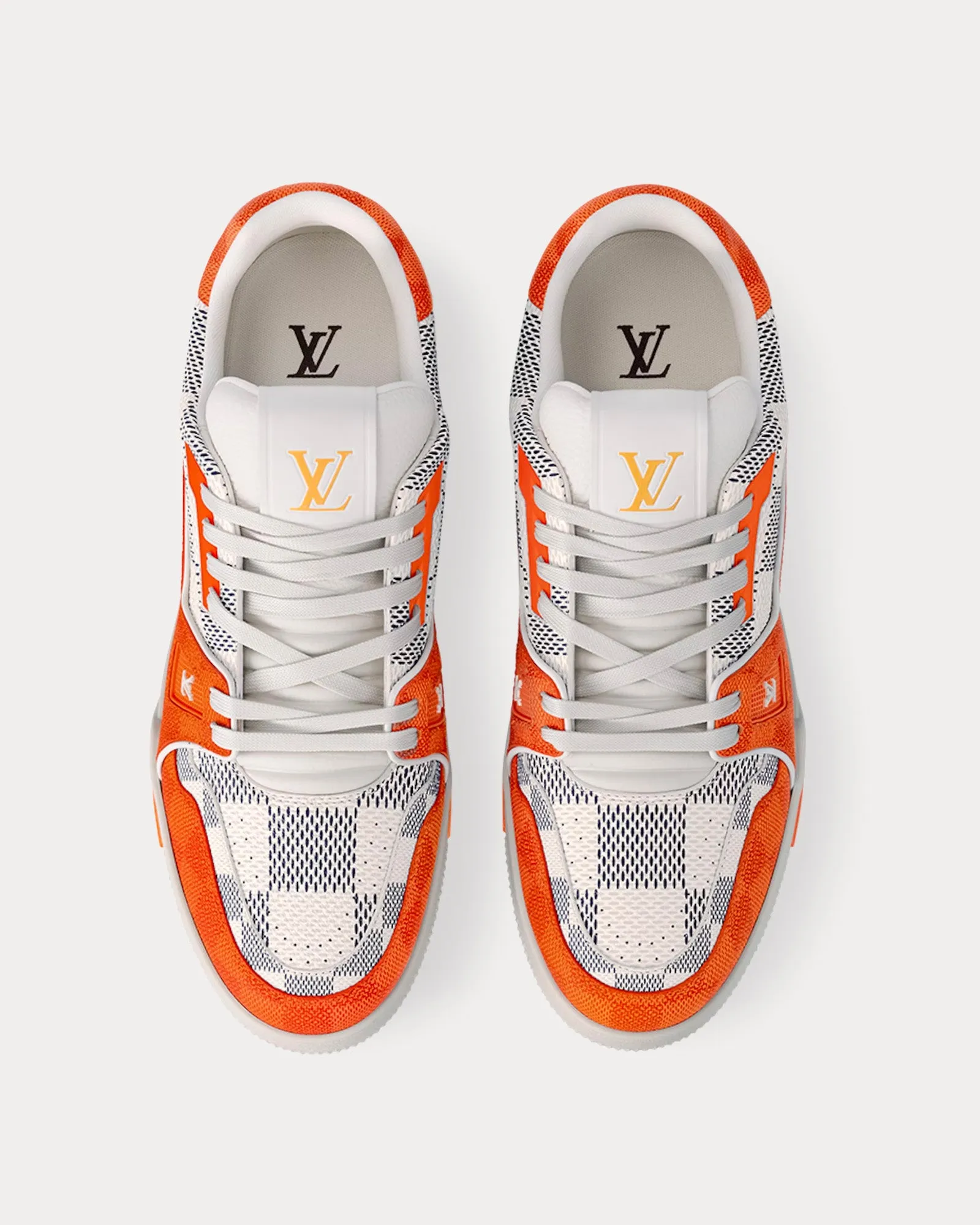 LV Trainers Damier Grained Calf Leather Orange Low Top Sneakers