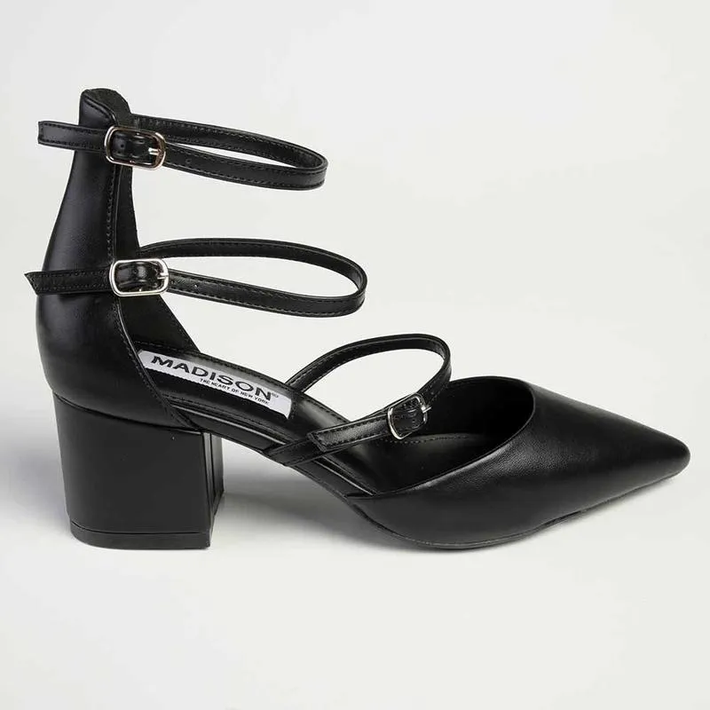 Madison Ivy Low Block Heel - Black