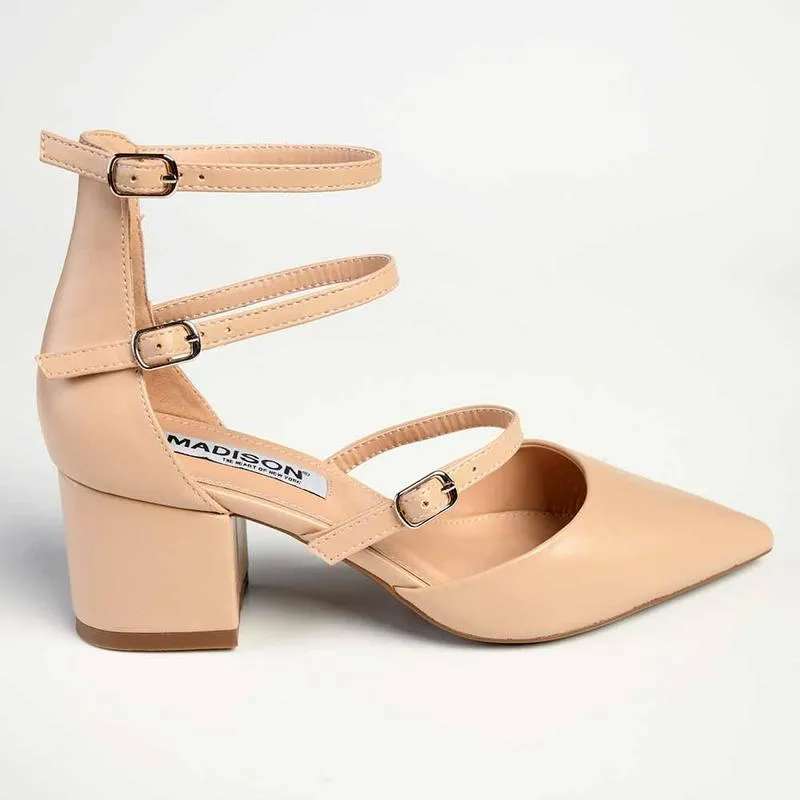 Madison Ivy Low Block Heel - Nude