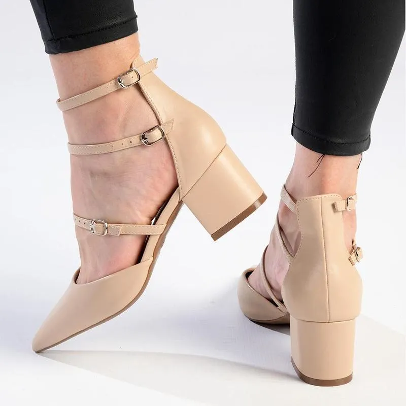 Madison Ivy Low Block Heel - Nude