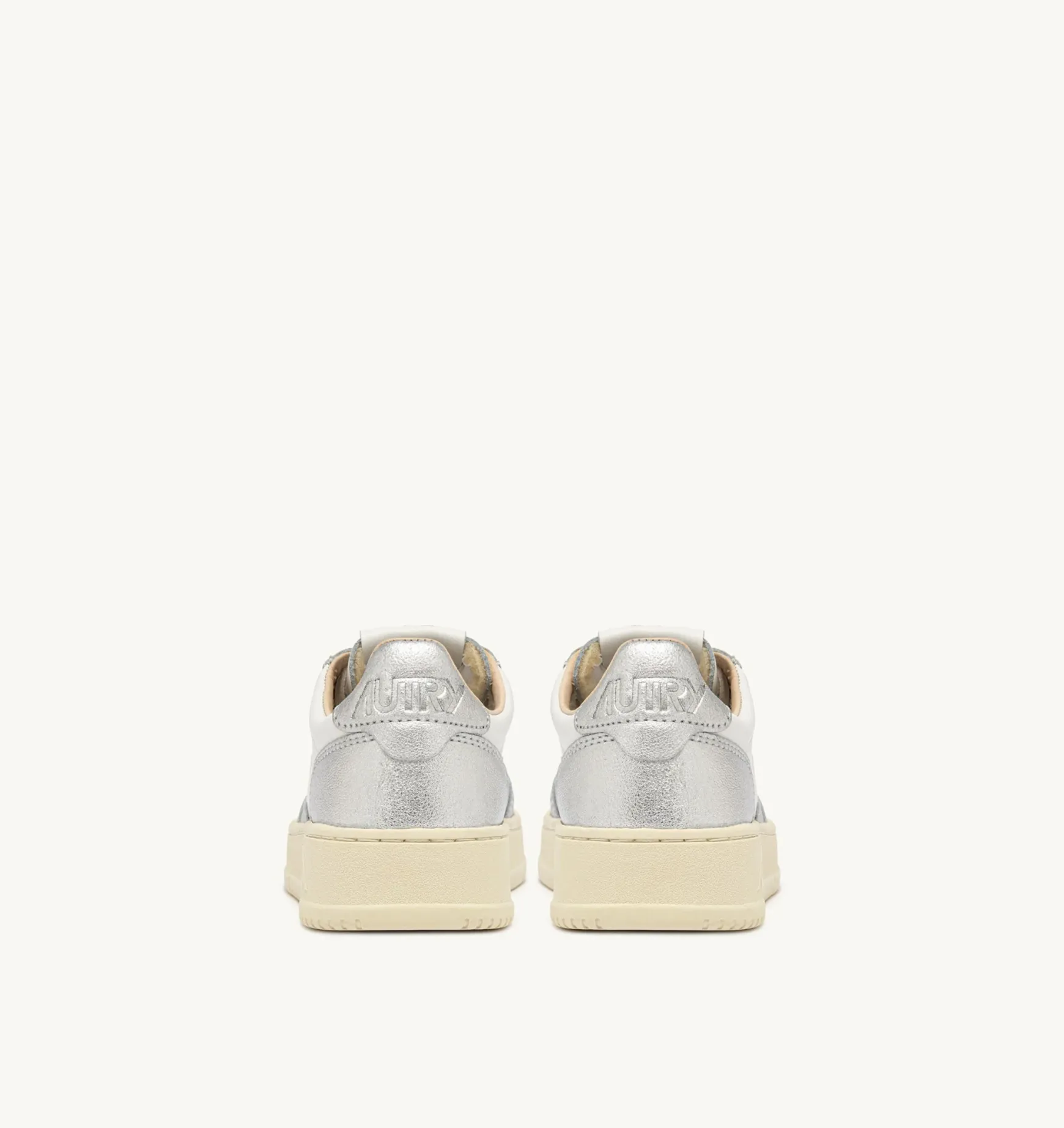Medalist Silver & White Leather Sneakers