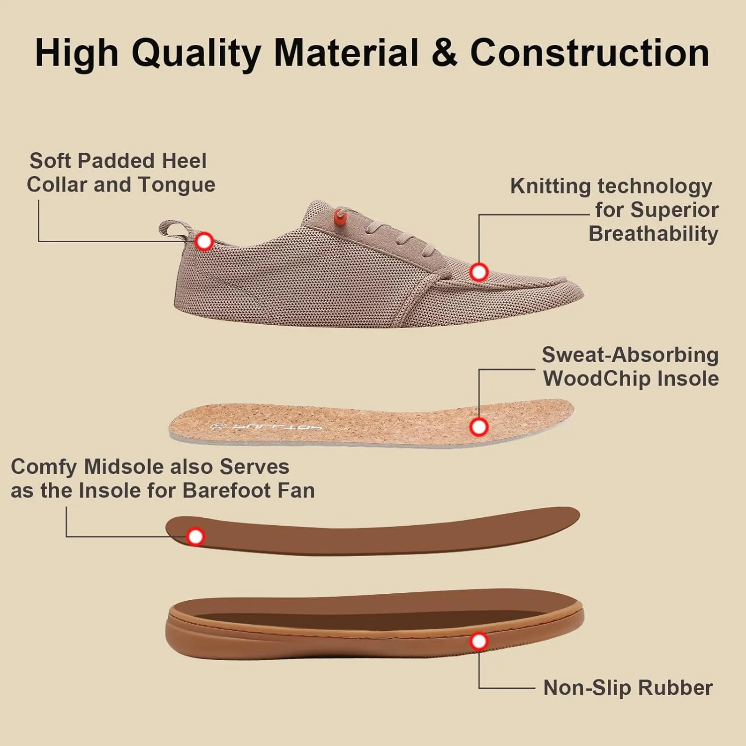 Men's Barefoot Wide Toe Box Shoes - Minimalist Barefoot Shoes with Zero Drop Sole Extra Wide Slip on Walking Shoes for Men