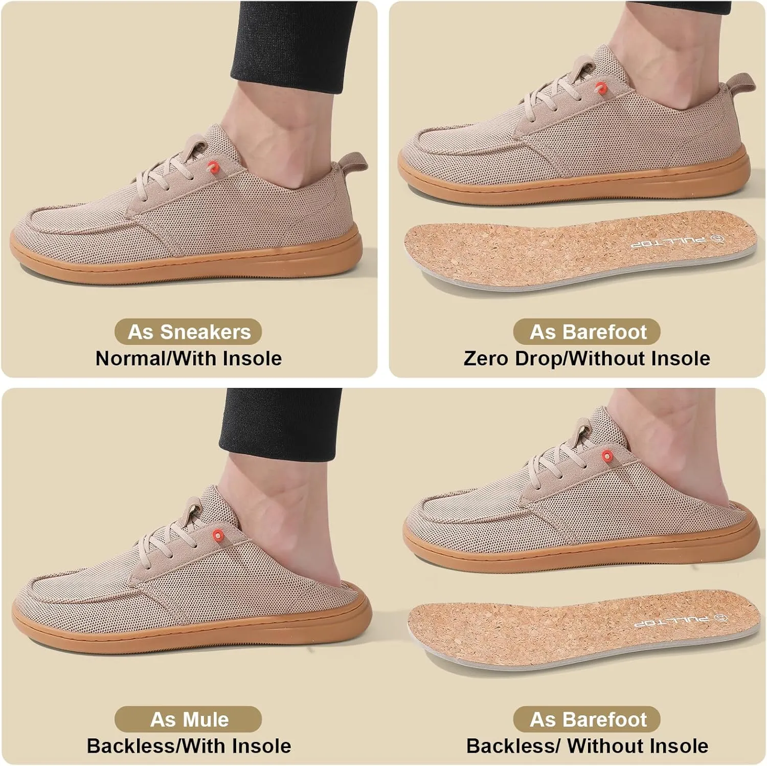 Men's Barefoot Wide Toe Box Shoes - Minimalist Barefoot Shoes with Zero Drop Sole Extra Wide Slip on Walking Shoes for Men