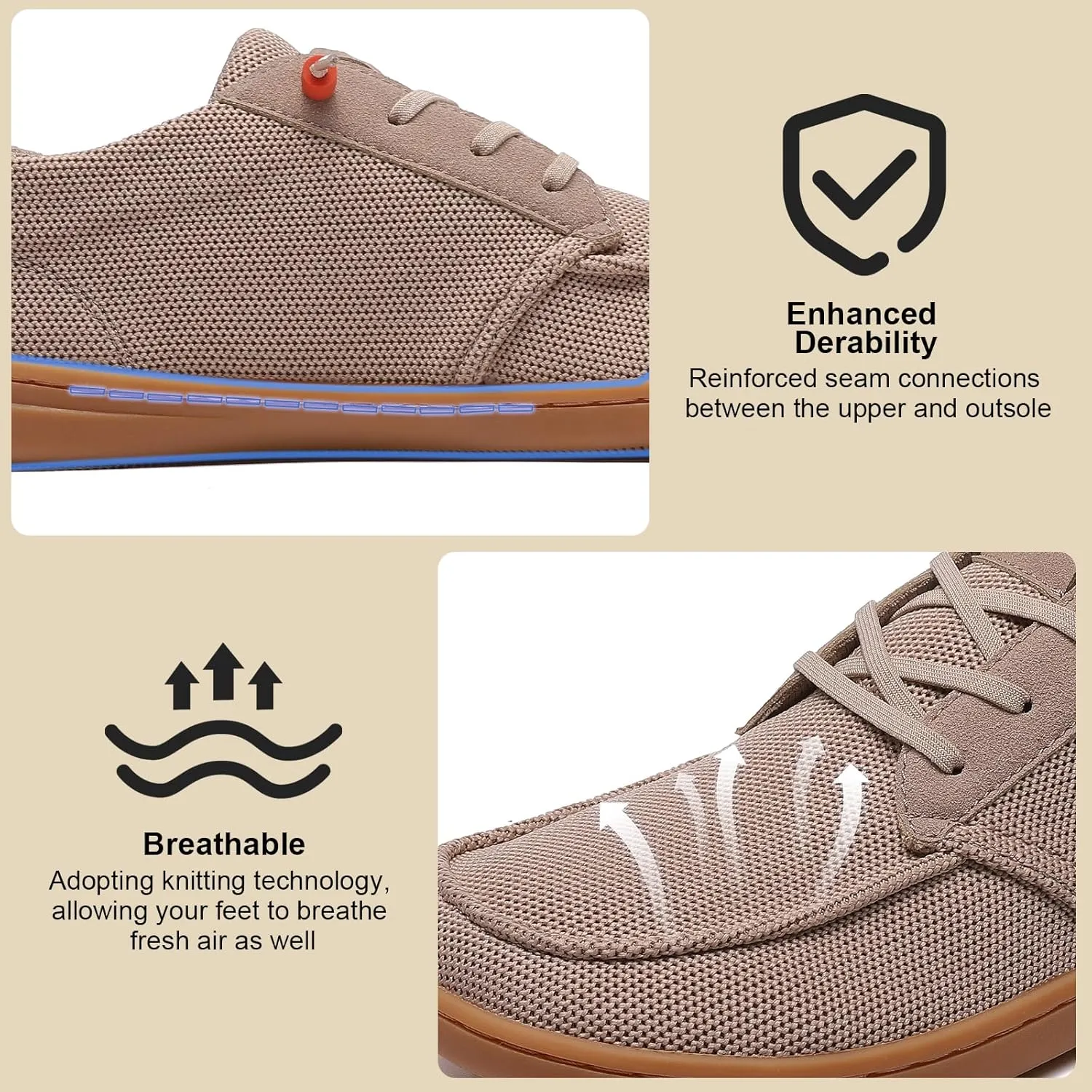 Men's Barefoot Wide Toe Box Shoes - Minimalist Barefoot Shoes with Zero Drop Sole Extra Wide Slip on Walking Shoes for Men