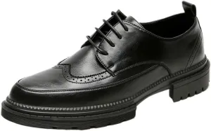 Men's Brogue Oxfords Shoes Fashion Classic Carved Lace Up Leather Low Heels Dress Shoes Men's Casual Walking Shoes Office Flats