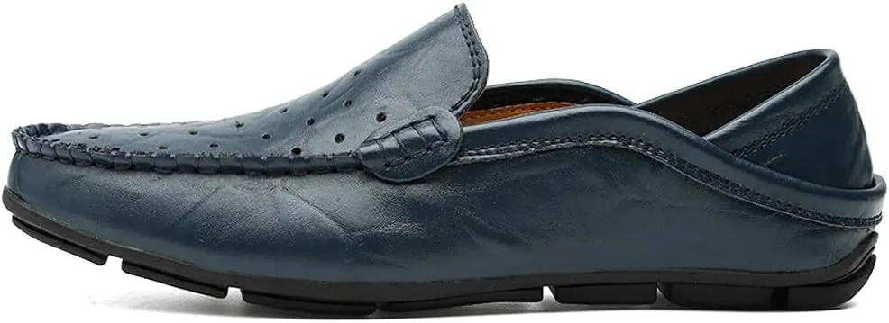 Men's Lightweight Casual Genuine Leather Slip On Soft Driving Walking Shoes Penny Loafer Flats Shoes