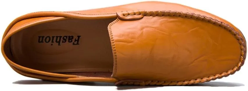 Men's Lightweight Casual Genuine Leather Slip On Soft Driving Walking Shoes Penny Loafer Flats Shoes