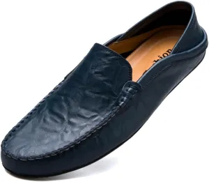 Men's Lightweight Casual Genuine Leather Slip On Soft Driving Walking Shoes Penny Loafer Flats Shoes