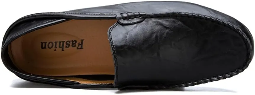 Men's Lightweight Casual Genuine Leather Slip On Soft Driving Walking Shoes Penny Loafer Flats Shoes
