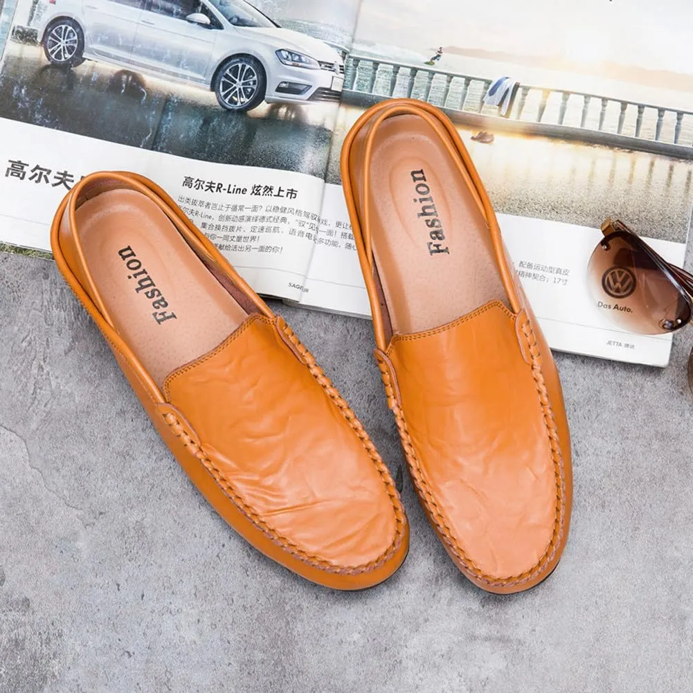 Men's Lightweight Casual Genuine Leather Slip On Soft Driving Walking Shoes Penny Loafer Flats Shoes