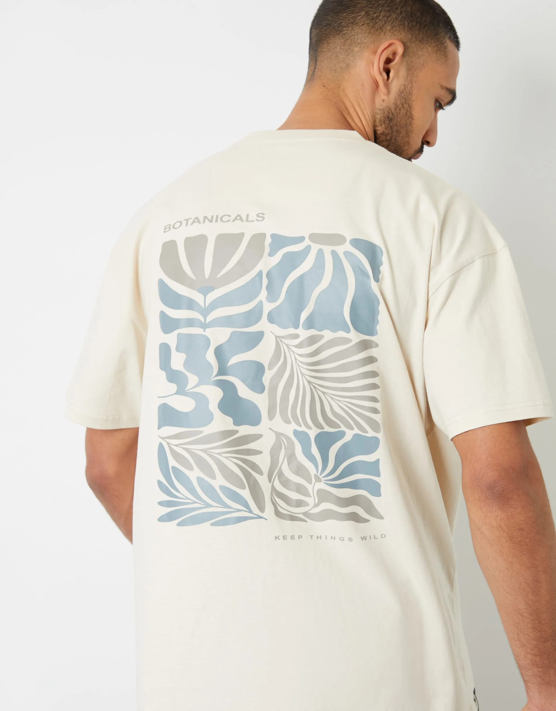 Men's Off White Graphic Print Oversized T-Shirt
