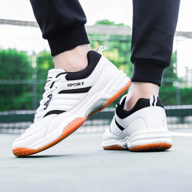 Mens Tennis Shoes Breathable, Comfortable, Lightweight, Non-Slip Mens Badminton Shoes Low Top Leather Racket Class Volleyball Shoes |with Arch Support | Lndoor and Outdoor Court Trainers