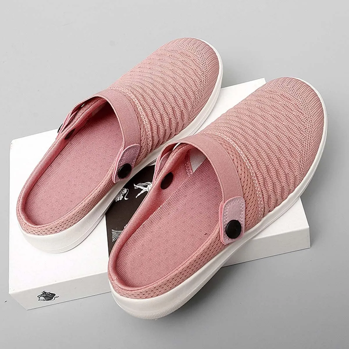 Men's Women's Summer Flat Sole Light Weight Breathable Mesh Quick Dry Beach Slippers Anti-Slip Garden Sandals Clogs Shoes Indoor Outdoor