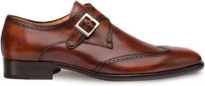 Mezlan Forest Mens Luxury Wing Tip Oxfords - Exquisite Hand-Burnished Calfskin with Perforated Accents - Handcrafted in Spain - Medium Width (Cognac, 9.5)
