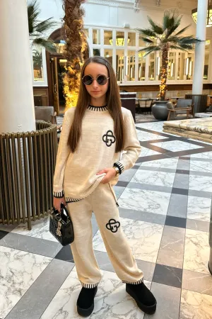 Mini g monogram cream knitted jumper and trousers