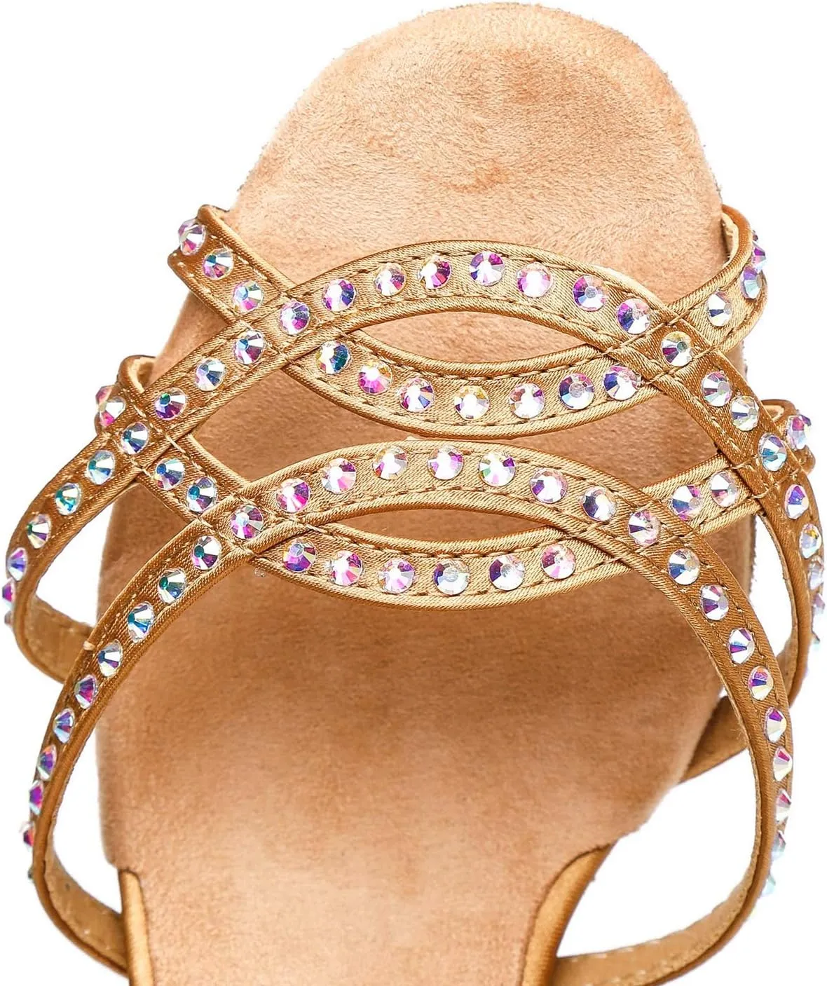 Minishion Latin Salsa Dance Shoes for Women Rhinestones Pattern Wedding Evening Sandals