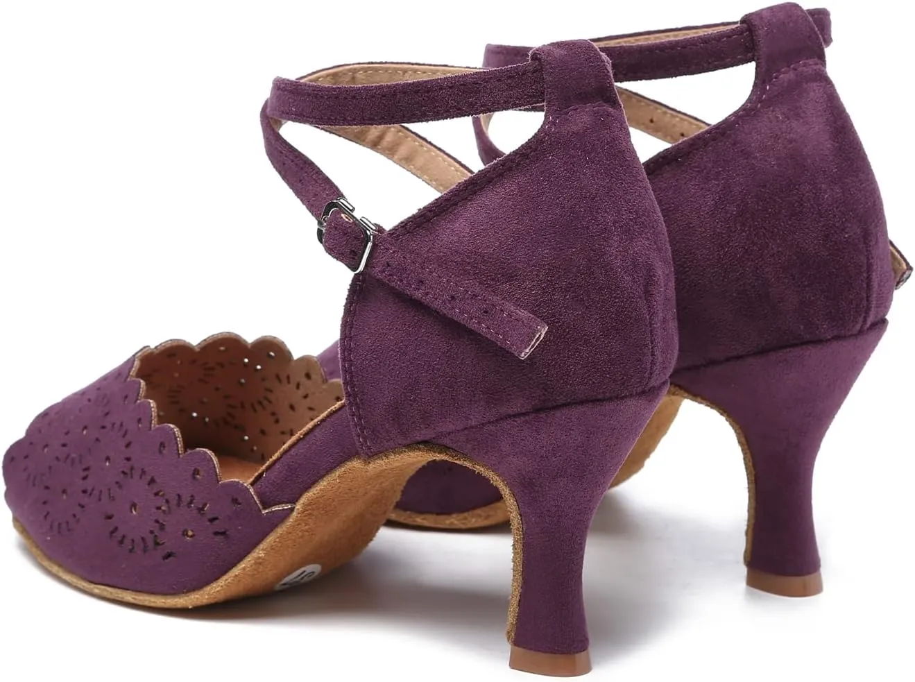 Minishion Women's Latin Salsa Floral Suede Dance Shoes Formal Party Sandals