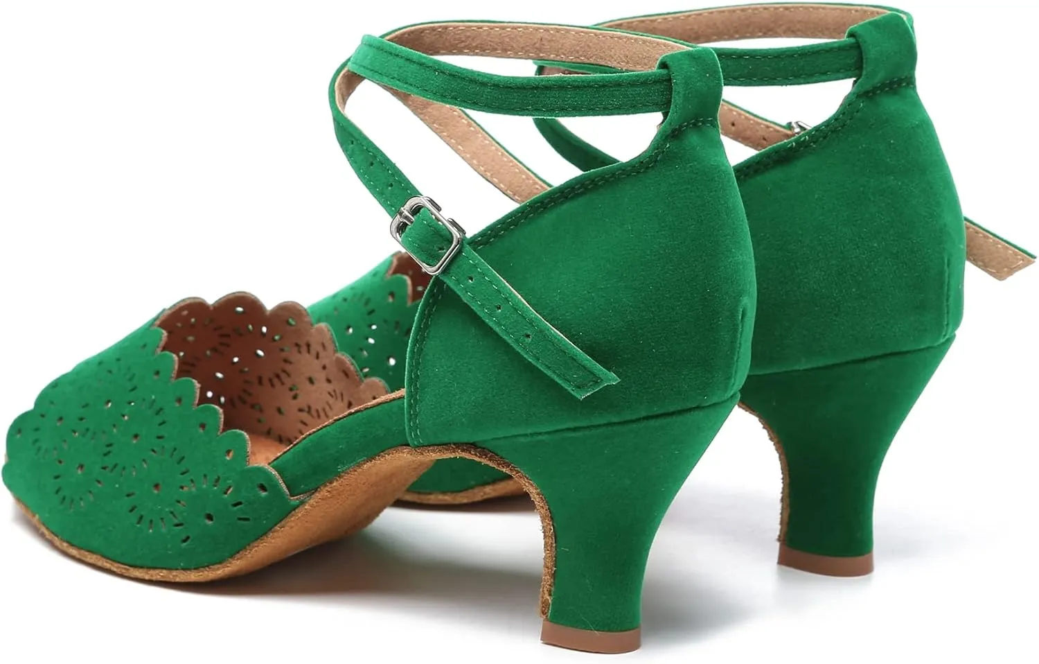 Minishion Women's Latin Salsa Floral Suede Dance Shoes Formal Party Sandals