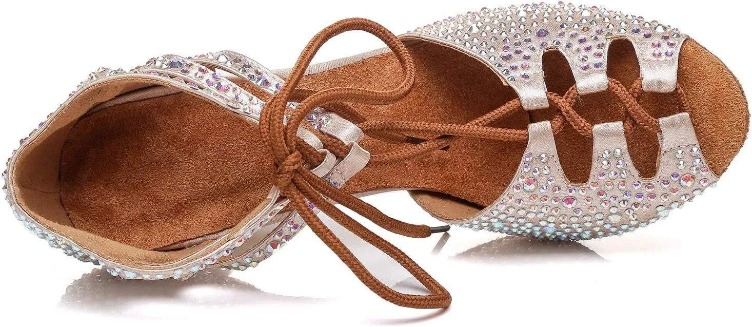 Minishion Women's Latin Salsa Lace-up Dance Shoes Formal Party Sandals