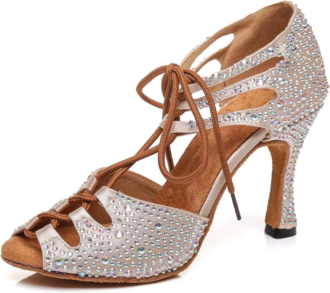 Minishion Women's Latin Salsa Lace-up Dance Shoes Formal Party Sandals