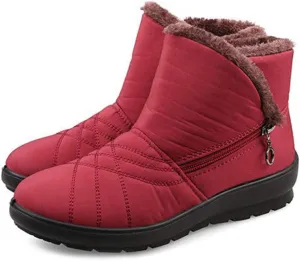 MIOKE Women's Waterproof Snow Ankle Boots Winter Fur Warm Zipper Anti-slip Outdoor Rain Snow Short Booties