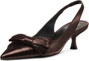 miss left Women Pointy Closed Toe Bows Pumps Slip On Low Kitten Heel Elastic Strap Slingback Sandals Dressy Leisure Prom Shoes Size 4-16 US