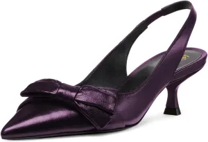 miss left Women Pointy Closed Toe Bows Pumps Slip On Low Kitten Heel Elastic Strap Slingback Sandals Dressy Leisure Prom Shoes Size 4-16 US