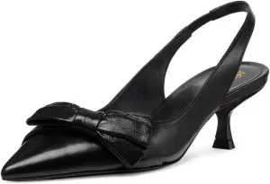 miss left Women Pointy Closed Toe Bows Pumps Slip On Low Kitten Heel Elastic Strap Slingback Sandals Dressy Leisure Prom Shoes Size 4-16 US