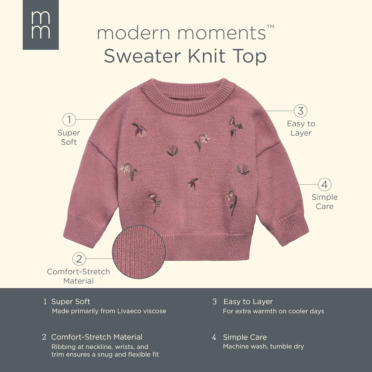 Modern Moments by Gerber Baby Embroidered Sweater Knit Top
