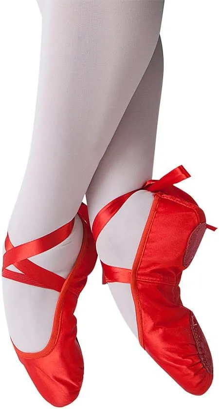 MSMAX Ballet Slippers Satin Dancing Yoga Flats with Ribbon for Girls (Toddler/Little Kid/Big Kid)
