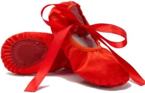 MSMAX Ballet Slippers Satin Dancing Yoga Flats with Ribbon for Girls (Toddler/Little Kid/Big Kid)