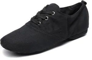 MSMAX Jazz Shoes for Women Girls Split Sole Canvas Ballet Dance Teaching Flats Black 6 M US Women
