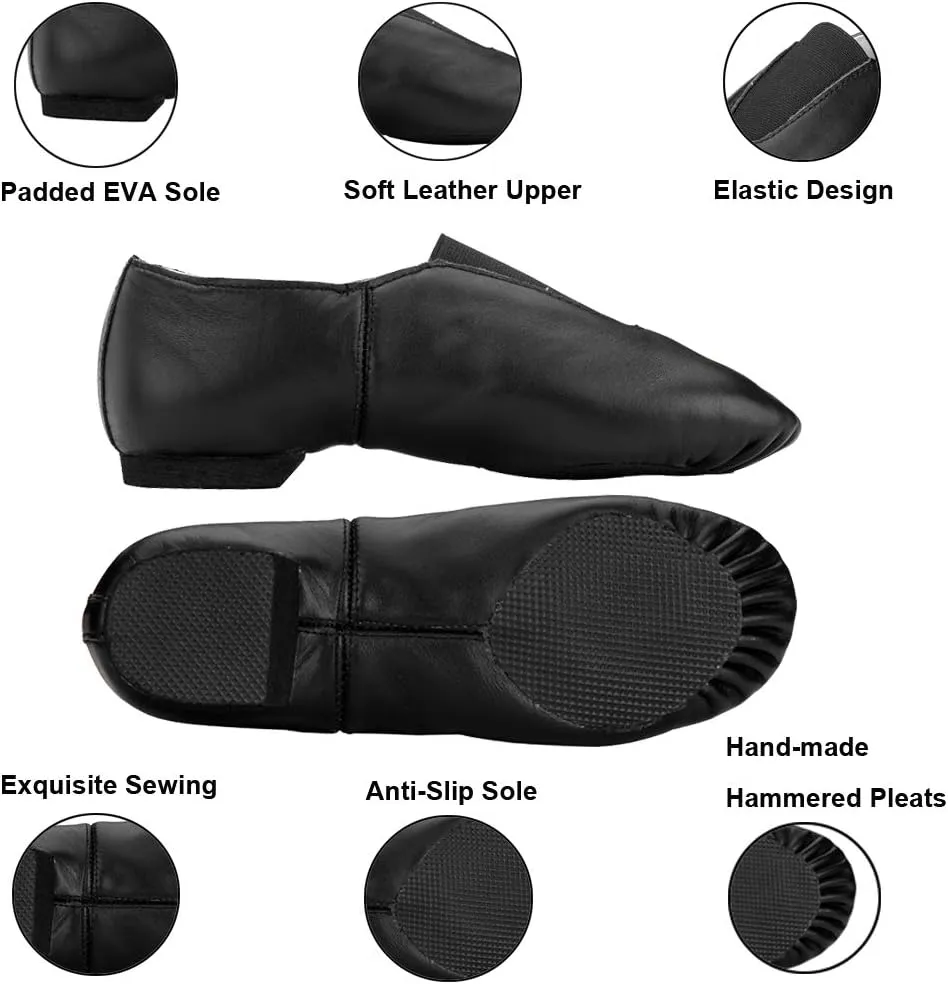 MSMAX Unisex Slip on Jazz Shoes Ballet Dancing Performance Flats for Girls and Boys