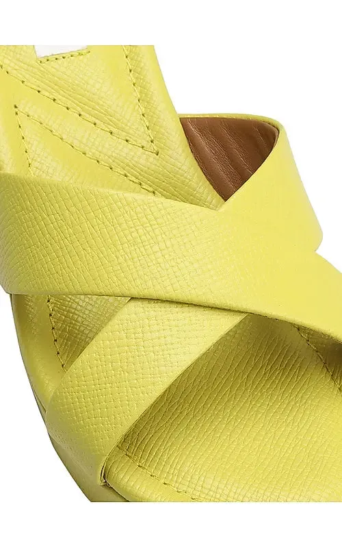 Mustard Criss Cross Strap Wedges