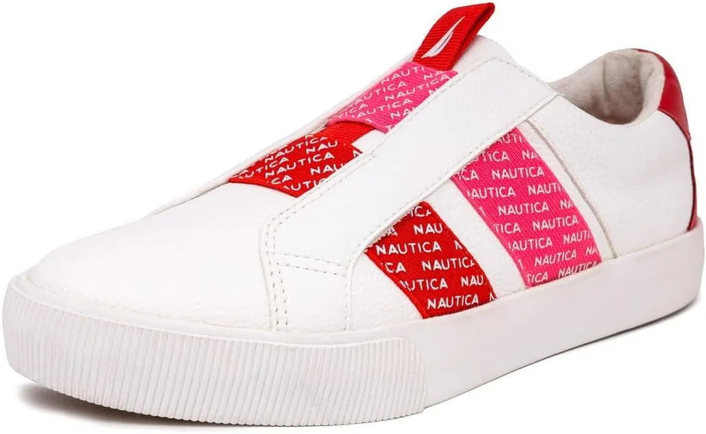 Nautica Women's Slip-On Sneakers  Casual Low-Top Walking Shoes  Comfortable No-Lace Fashion Tennis Style