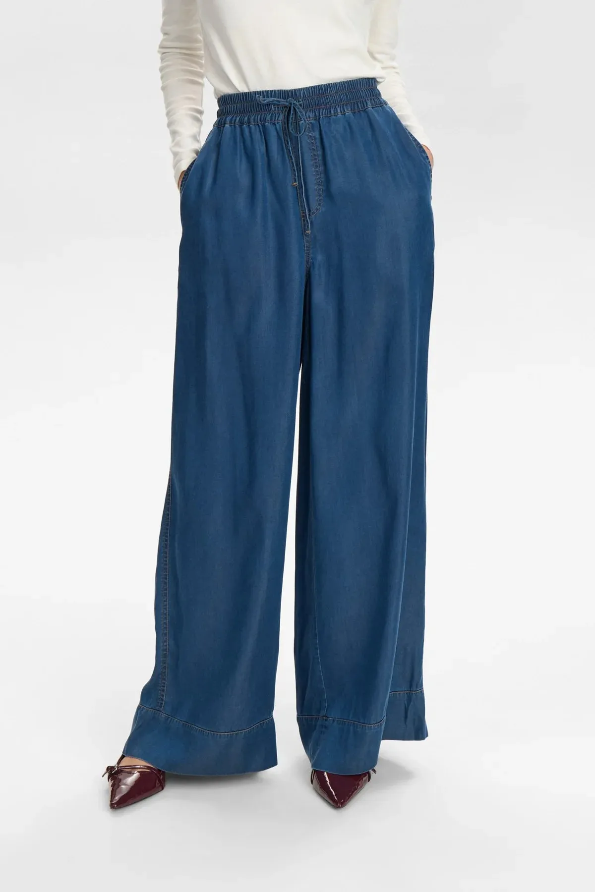 Numph Numiami Lyocell Denim Wide Leg Trousers