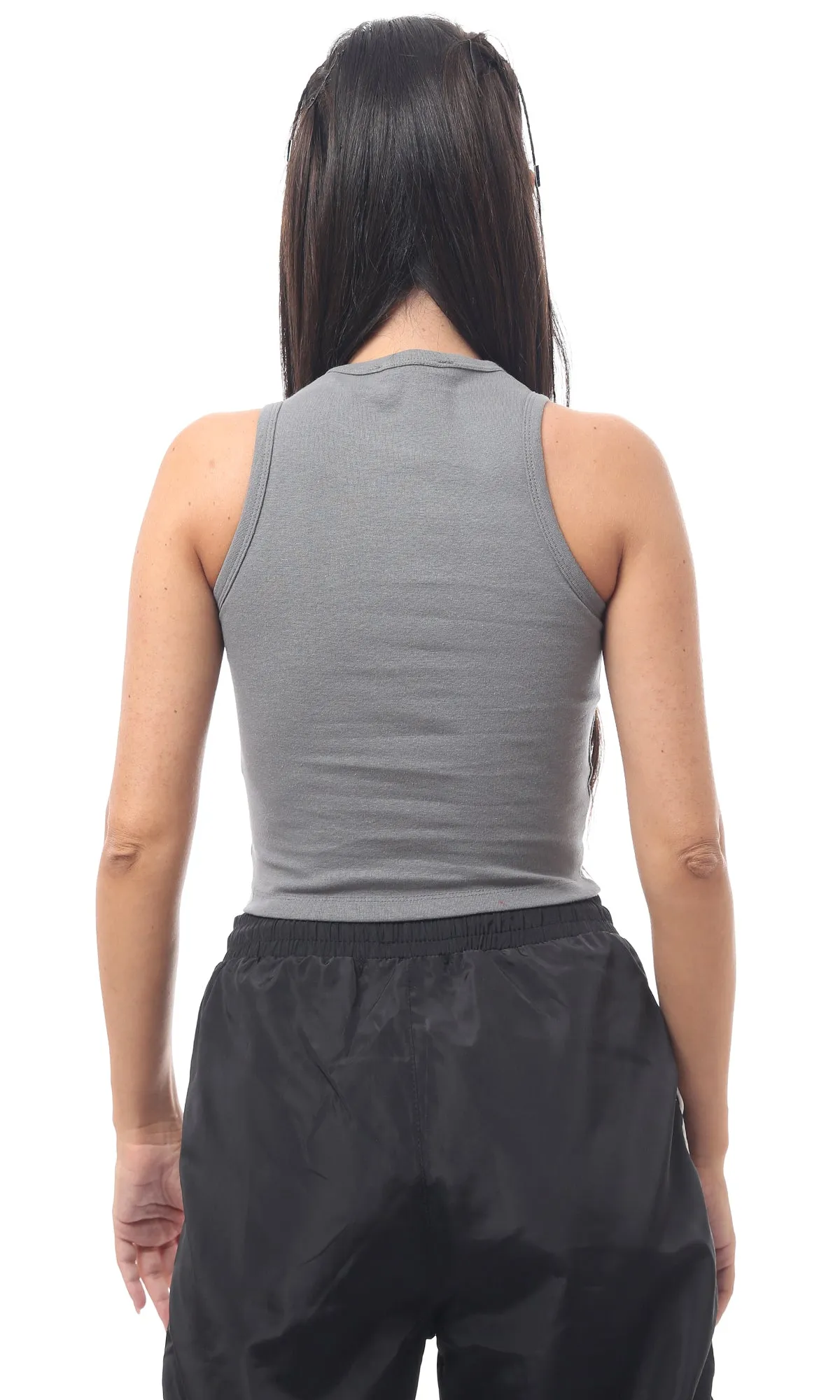 O166377 Slip On Heather Grey Solid Top