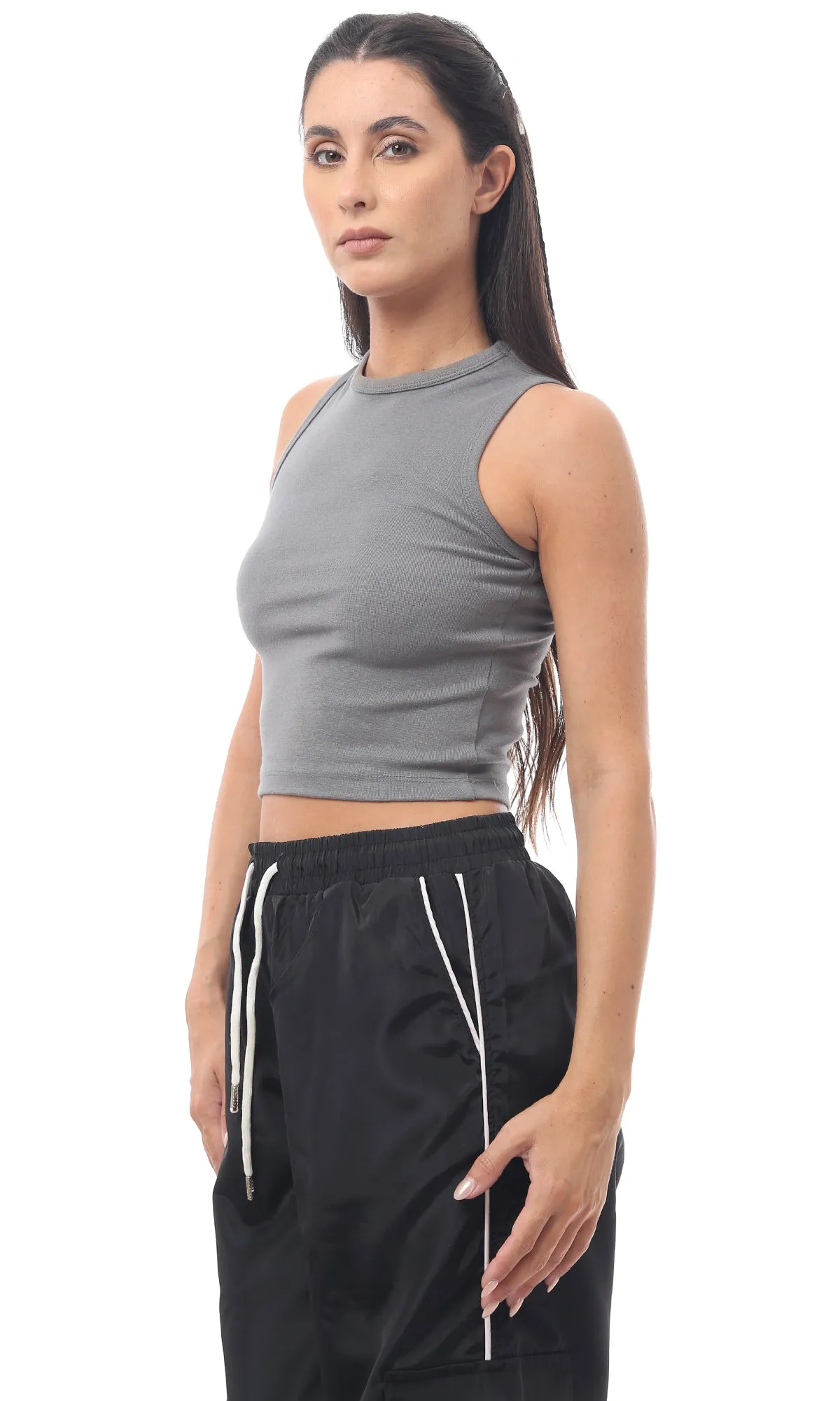 O166377 Slip On Heather Grey Solid Top