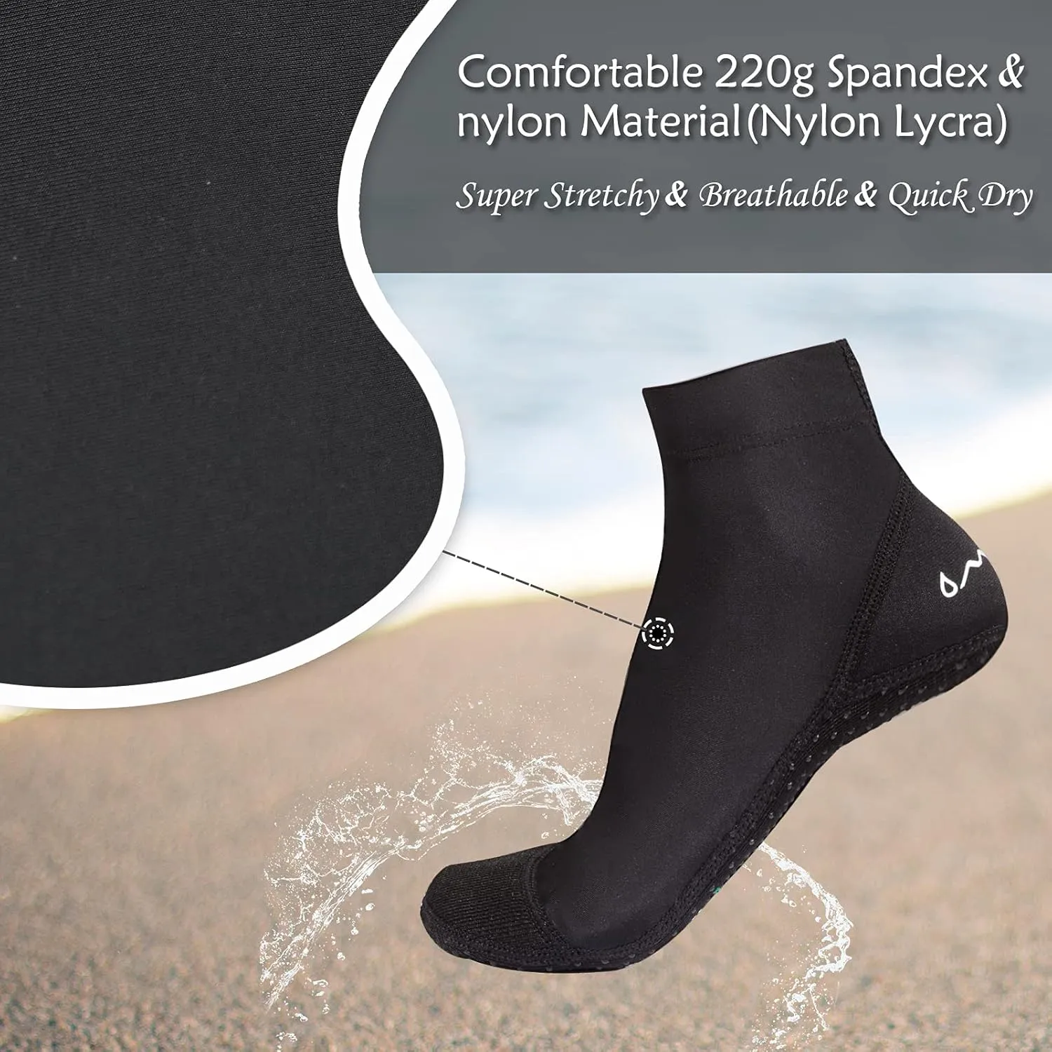 OMGear Water Socks Sand Proof Booties Quick Dry Swim Dive Socks for Sand Soccer Beach Volleyball