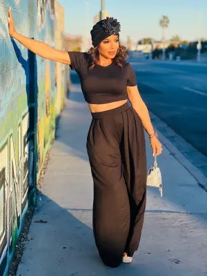 ONWARD Cropped Tee & Pallazzo Pants Lounge Set