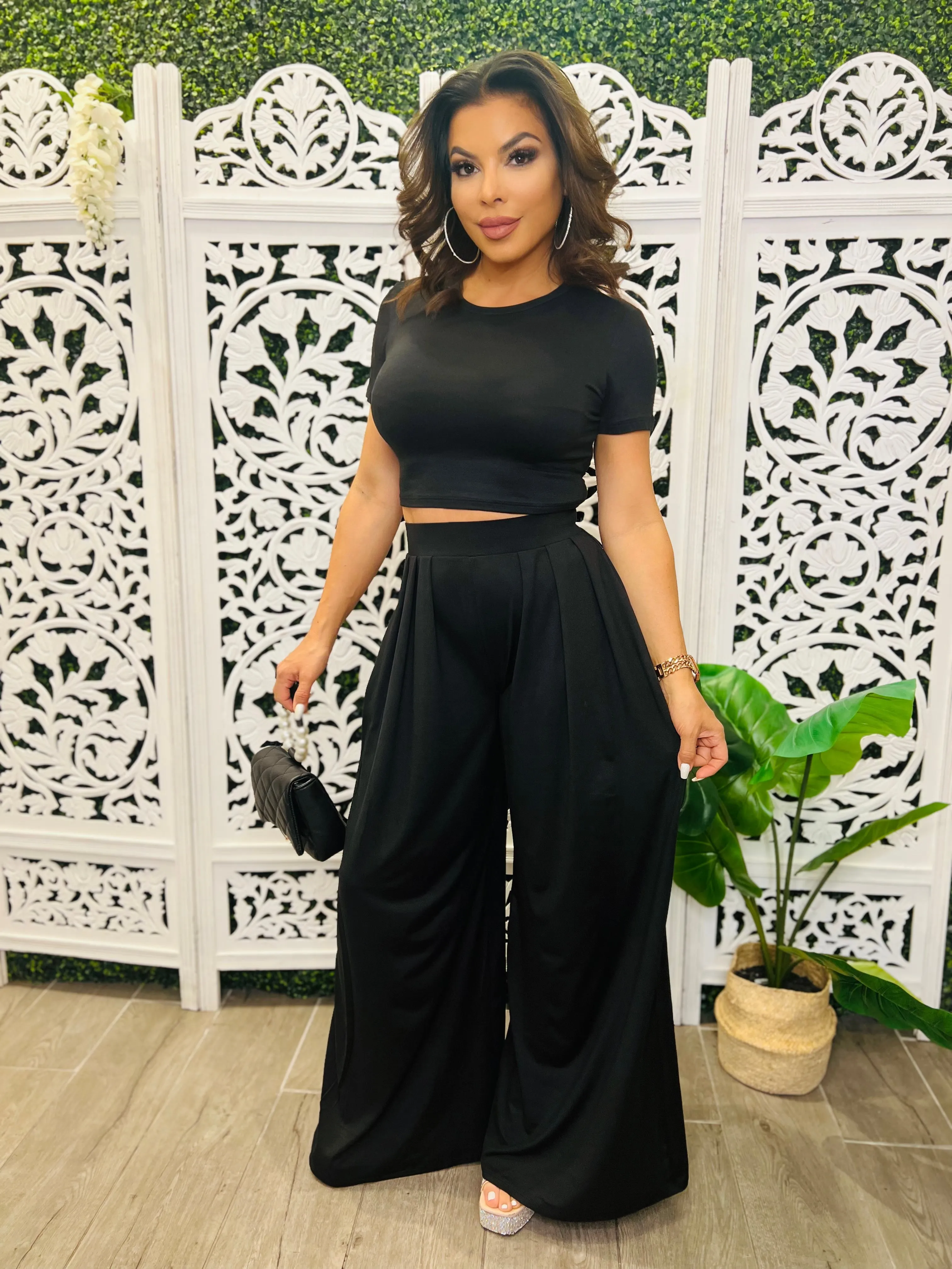 ONWARD Cropped Tee & Pallazzo Pants Lounge Set