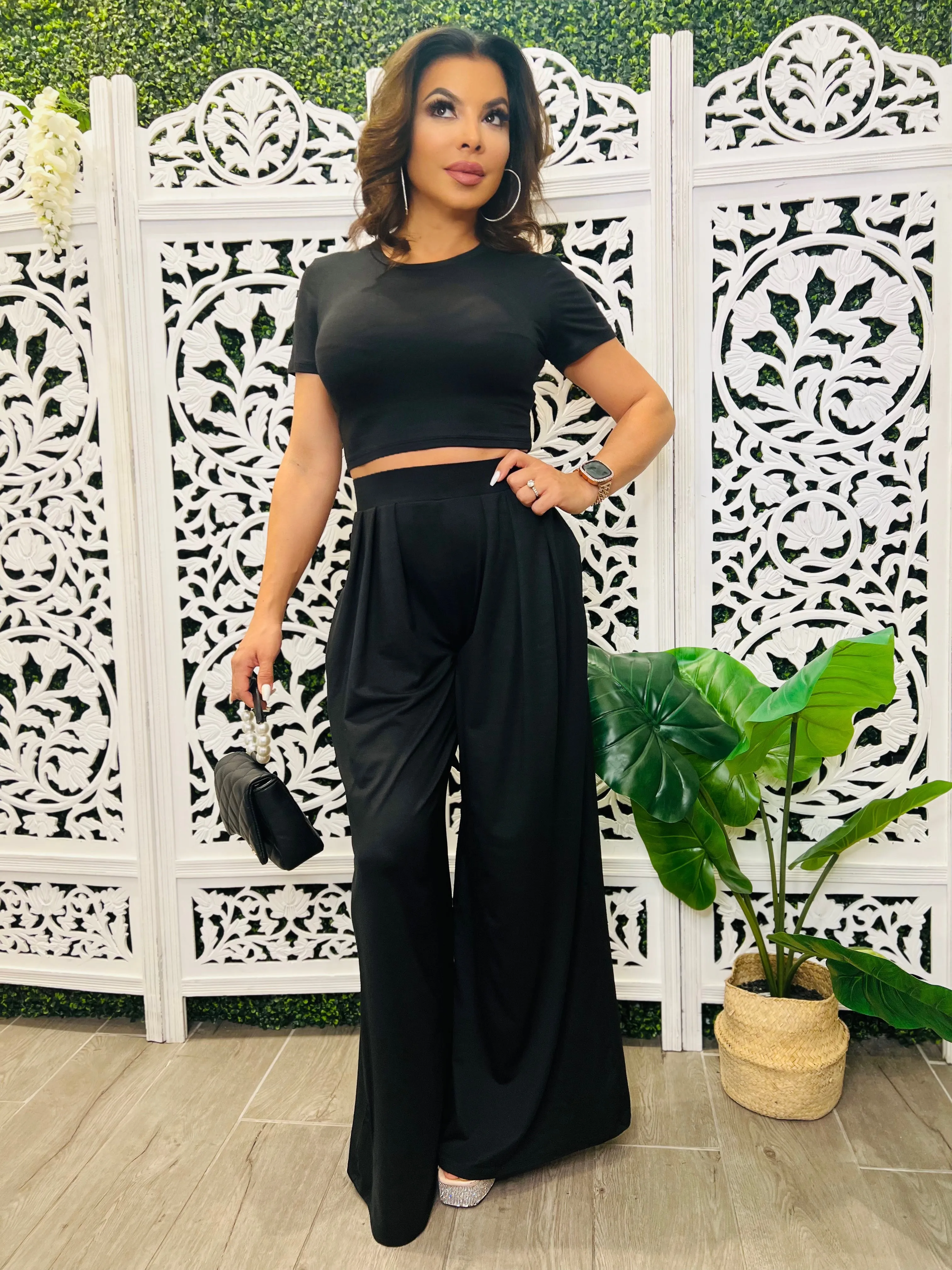 ONWARD Cropped Tee & Pallazzo Pants Lounge Set