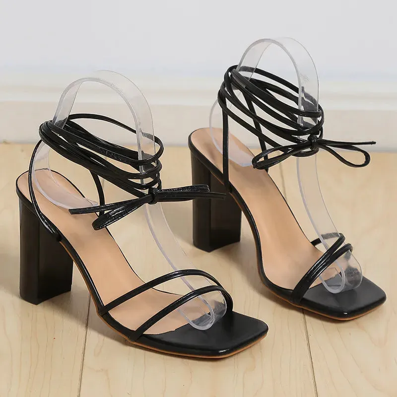 Open Toe Block Heels Sandals