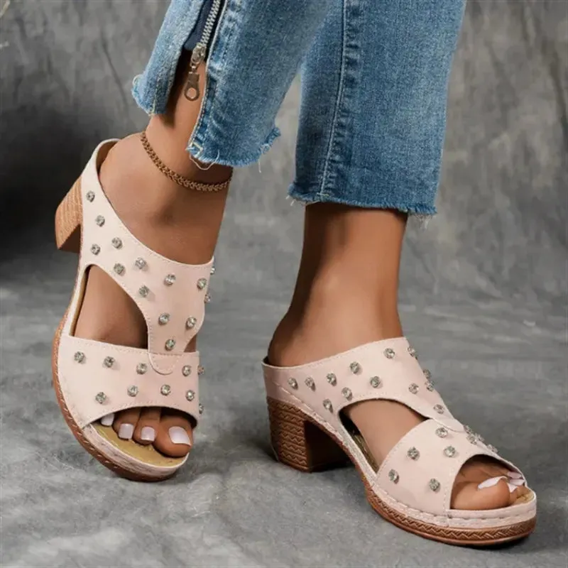 Open Toe Block Heels Sandals