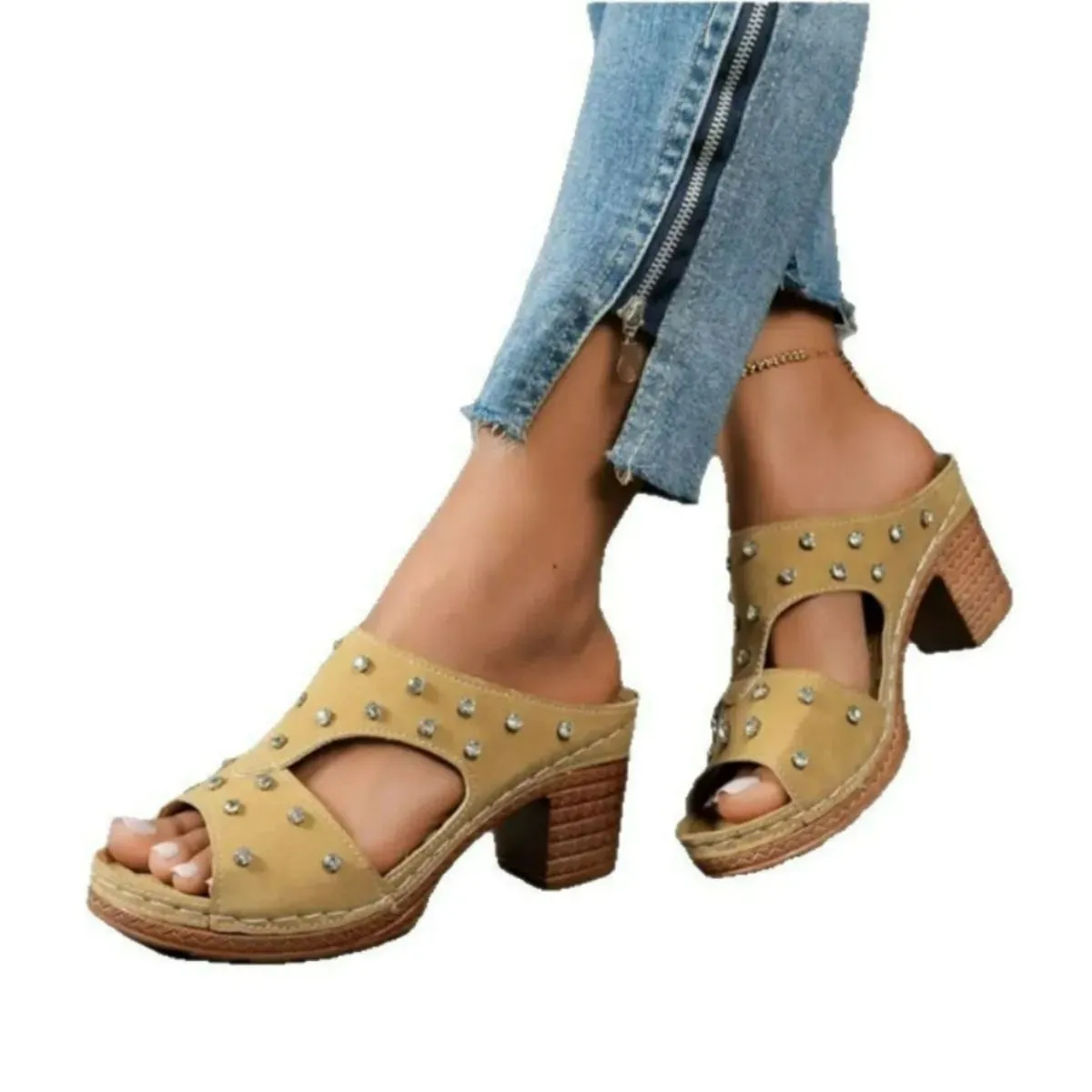 Open Toe Block Heels Sandals
