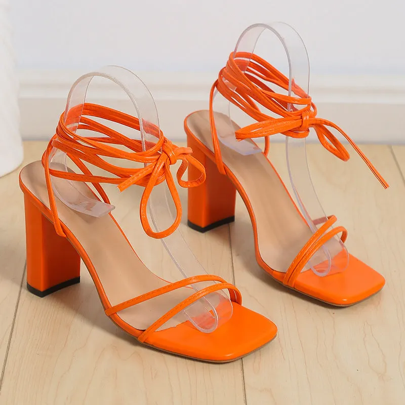 Open Toe Block Heels Sandals