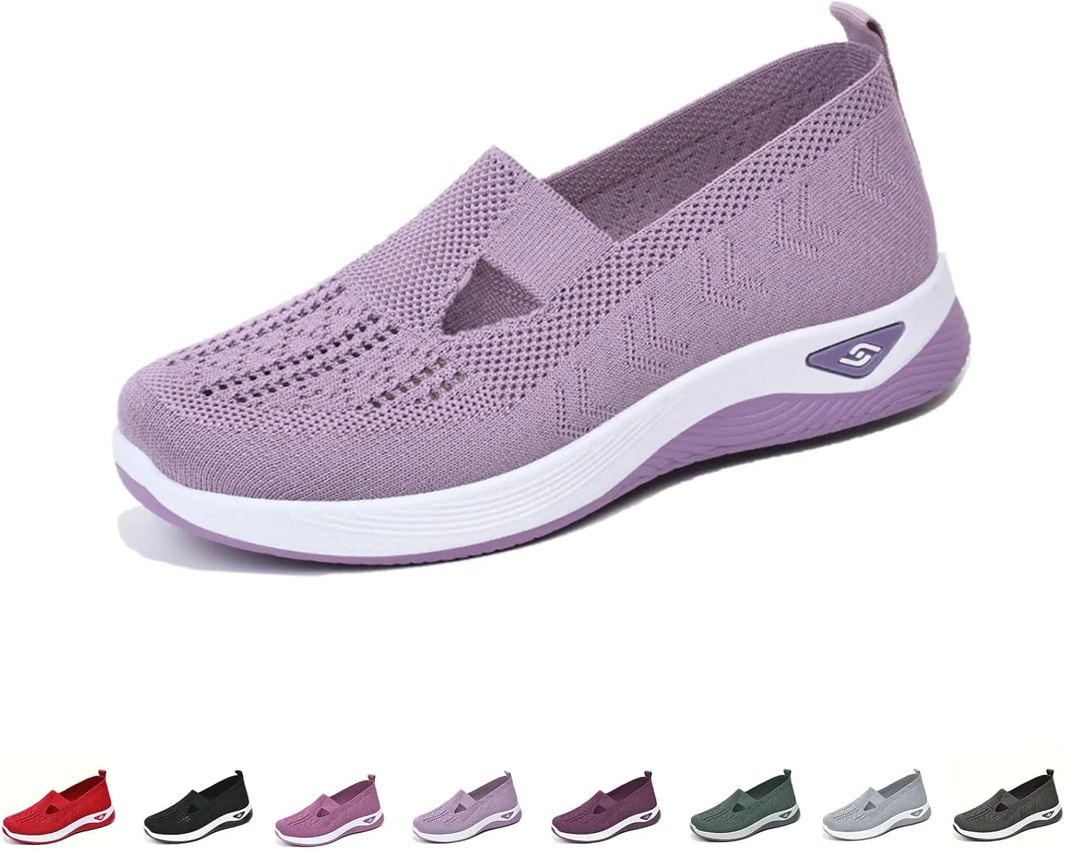 Orthowalkway Womens Shoes, Outdoor Women's Comfortable Breathable Knitted Orthopedic Walking Shoes, Orthopedic Slip-On Leisure Flat Soft Shoes